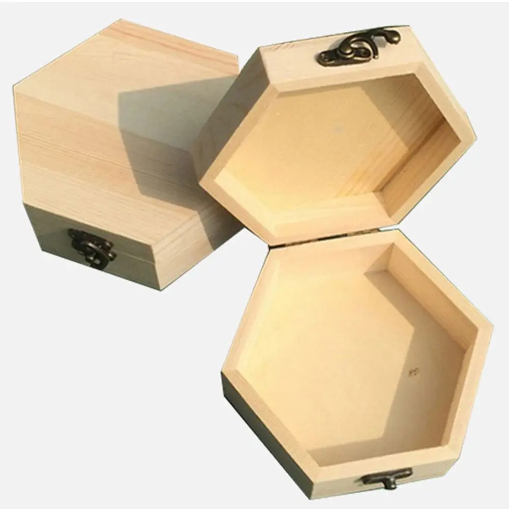 1 шт. деревянная шестиугольная портативная коробка для хранения ювелирных изделий DIY ремесла макияж Органайзер коробка для колец и серег держатель