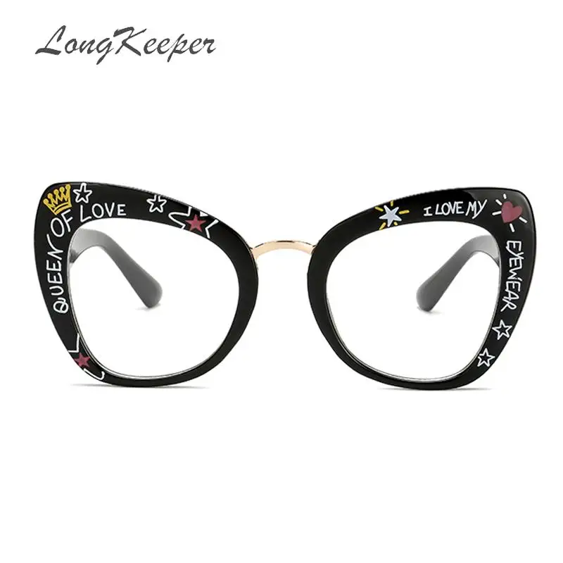 Солнцезащитные очки кошачий глаз LongKeeper в стиле ретро женские с надписью Love и
