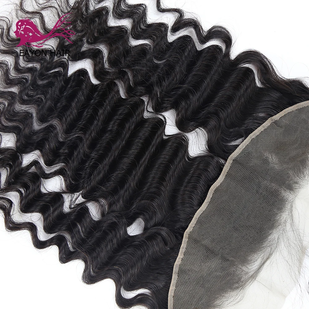 EAYON HAIR Brazilian Deep Wave 13x4 Lace Frontal Closure 100% Remy Human Hair For Women High-end French Lace Color Free Part