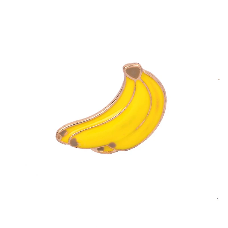 Эмалированные булавки мультфильм Мода банан ананас Броши для женщин бижутерия хиджаб шляпа джинсовая одежда брошь значок аксессуары подарок - Окраска металла: banana 1