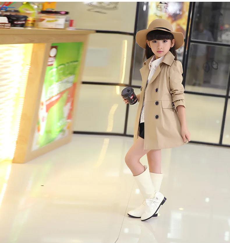 Новинка года; детское длинное пальто в Корейском стиле; пальто для девочек; Верхняя одежда для девочек