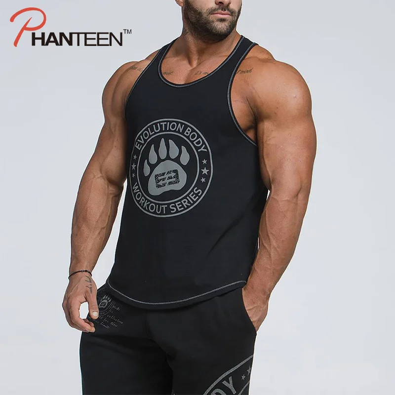 

Men Casual Tank Top Fitness Jogger Walking Bodybuilding Muscle Building Tee Paw Printed Workout Series Clothing Clothes