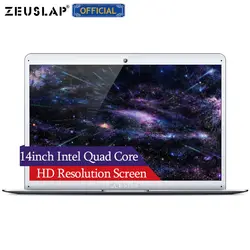 ZEUSLAP 14 дюймов ультратонкий Intel Atom Cherry Trail 4 ядра процессор Wi Fi Bluetooth узкая рамка Новое обновление ноутбука нетбуки компьютер