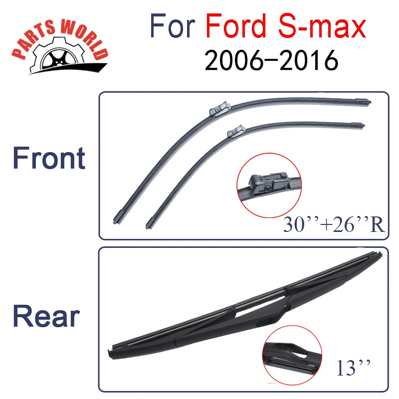 Kit Silicone Rubber Front And Rear Wiper Blades For Ford S-max 2006-2016,Windscreen Wipers Car Accessories