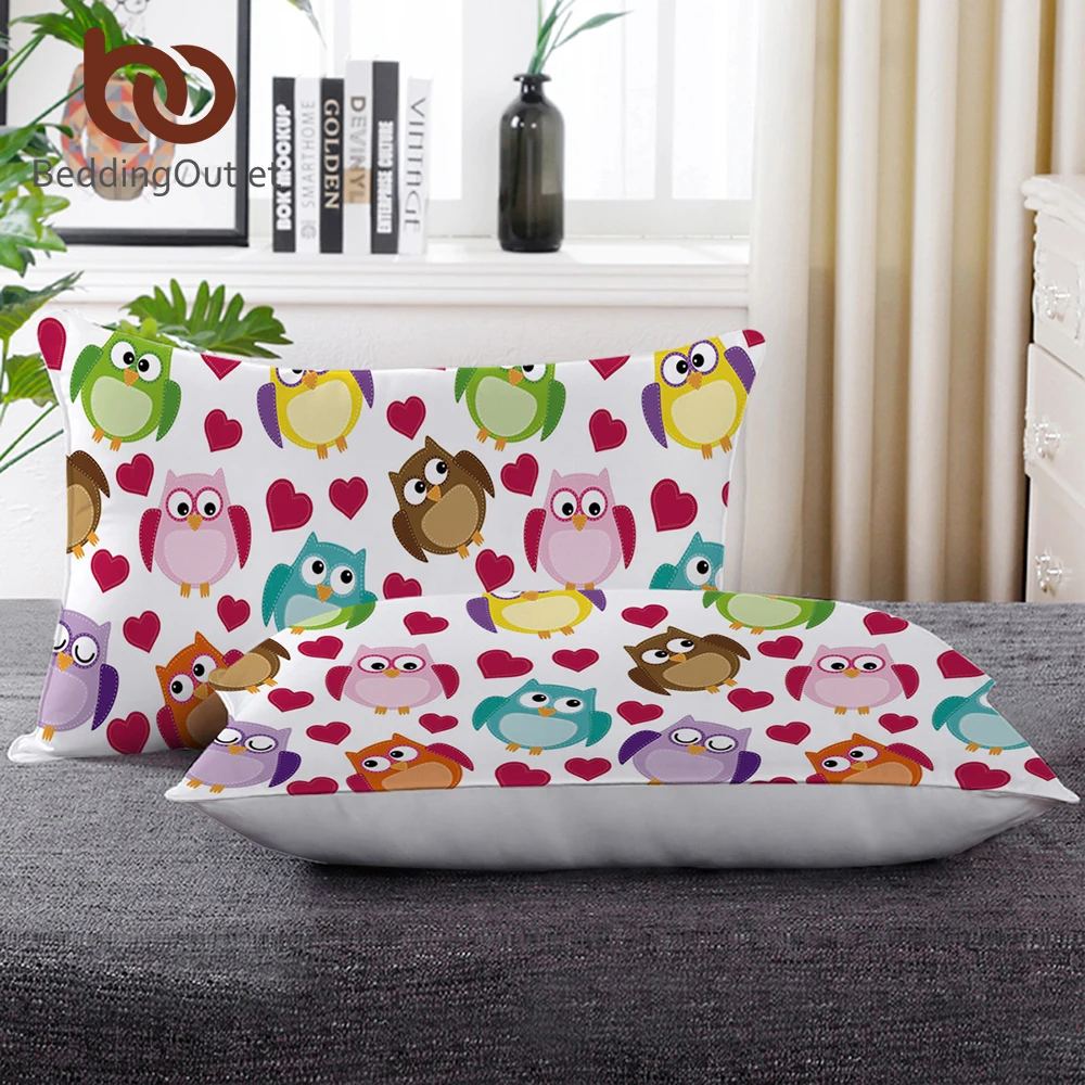 

BeddingOutlet Owls Body Pillow Cartoon Bedding for Kids Heart Neck Sleeping Down Alternative Pillow Colorful Decorative Pillow
