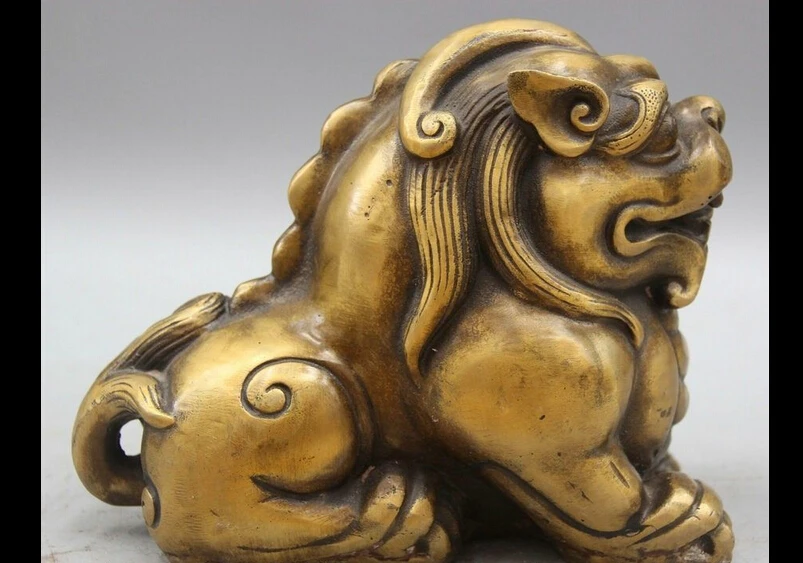 

wan671079+++8" Chinese Copper Animal Fengshui Beast Pi Xiu Unicorn Sculpture Statue