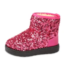 Kids Boots Snow Boots Girls Children Winter Warm Shoes Fashion Sequins Medium sized Child Boot Cotton