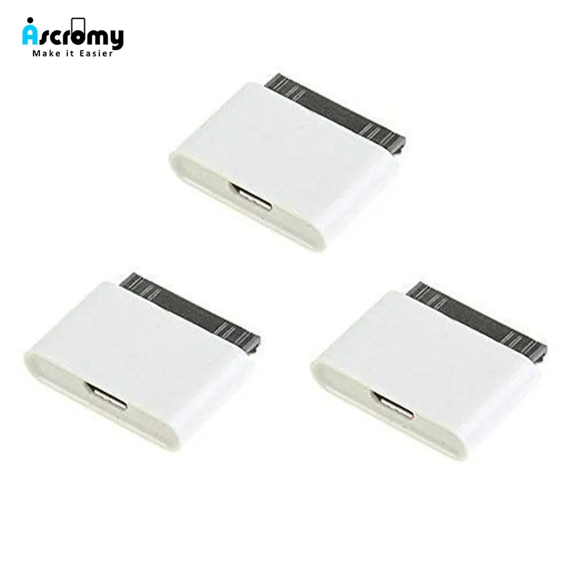 

Ascromy 3PCS Micro USB To 30Pin Cable Adapter Charger Converters for Apple iPhone 4 4S 3 3GS iPhone4 iPhone4s