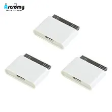 Ascromy conversor adaptador de micro usb para 30pin, 3 pçs, conversor adaptador de cabo para apple iphone 4 4S 3 3gs iphone4 s