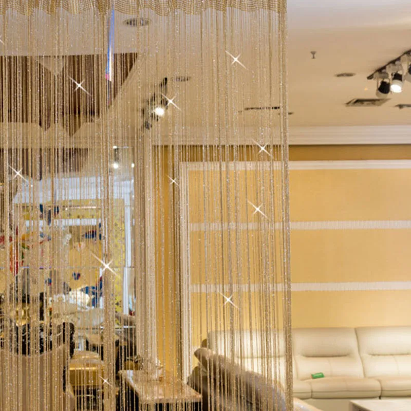 

3M*3M Luxury Crystal Curtain Flash Line Shiny Tassel String Door Window Curtains For Living Room Home Decoration cortinas