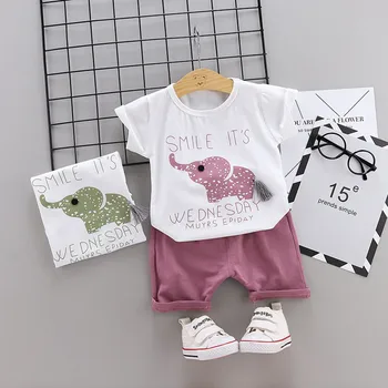 

2Pcs dler Baby Boy Girl Cartoon Letter Printed T Shirt Tops+Shorts Outfit Set Summer