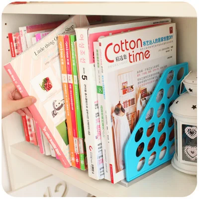 جودة البلاستيك رف كتب منظم مكتب مكتب ديكور مجلة ملف حامل كتب الوقوف