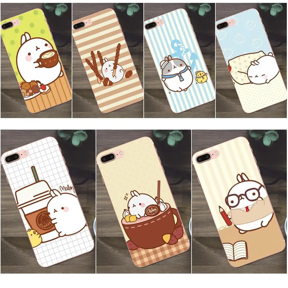 Bixedx Molang Kawaii мягкий рисунок для Apple iPhone 4 4S 5 5C SE 6 6S 7 8 Plus X Galaxy A3 A5 J1 J2 J3 J5 J7 2017 |