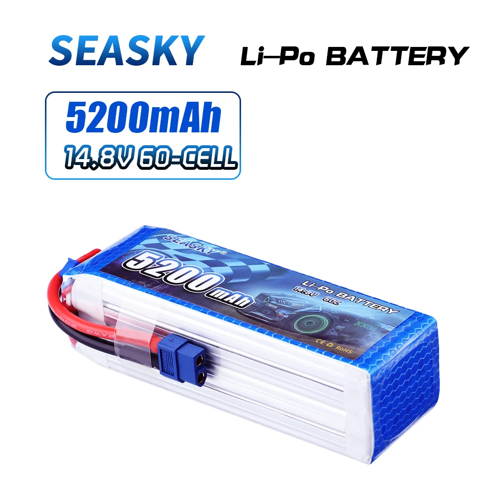 SEASKY 14.8V 5200mAh 4S 60C-120C LiPo Battery with XT60 T Plug for RC DJI F450 Quadcopter RC Helicopter Airplane Hobby Drone FPV