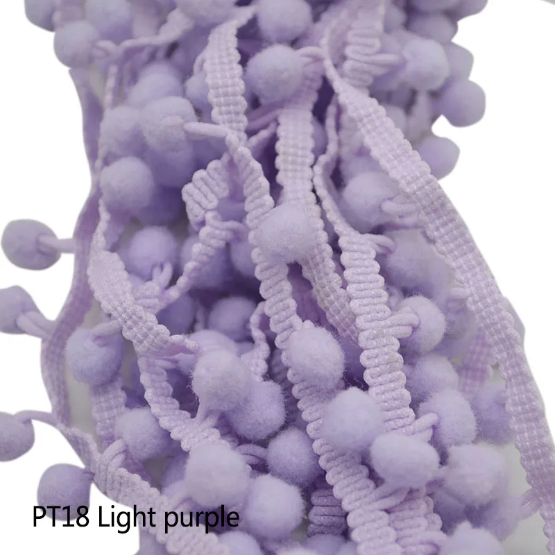 5 ярдов/партия аксессуары для шитья 1 см помпон отделка помпон с помпоном-кисточкой тесьма кисточка шар лента с бахромой кружевная ткань DIY Материал рукоделие - Цвет: PT18 Light purple