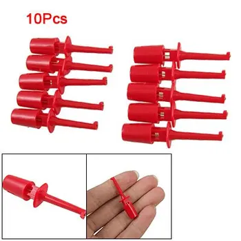 

Useful Red Multimeter Lead Wire Test Hooks Clip Set 10 Pcs