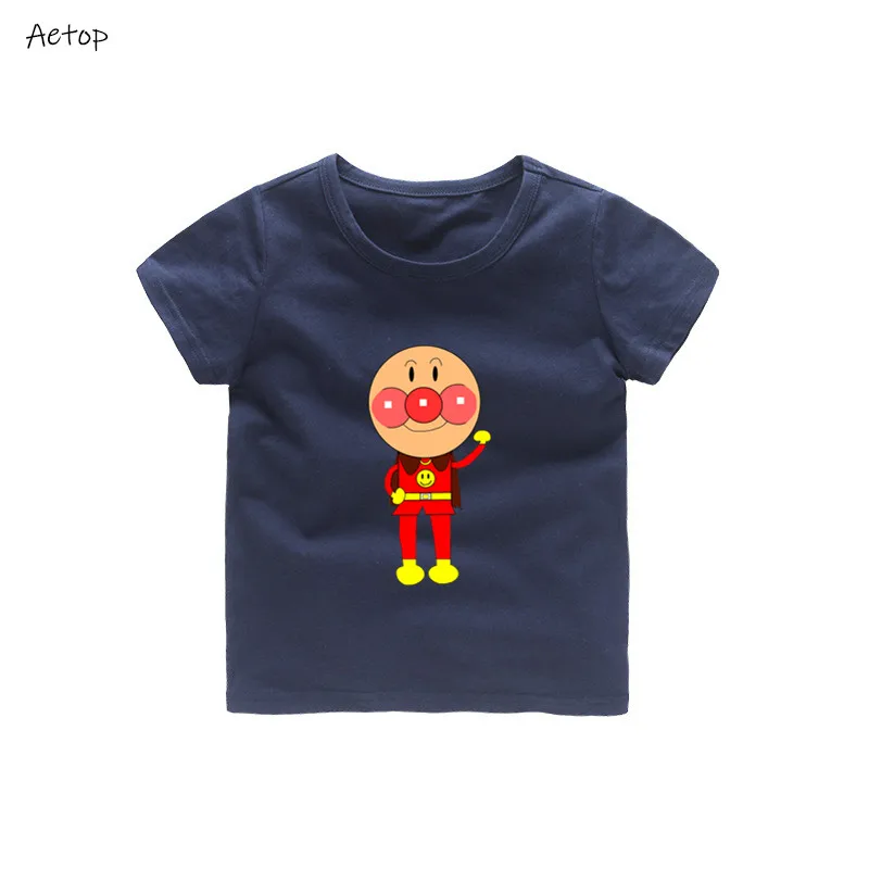 Anpanman/футболка для маленьких мальчиков и девочек летние детские топы, футболка детская повседневная мягкая одежда b224 - Цвет: deep blue 1