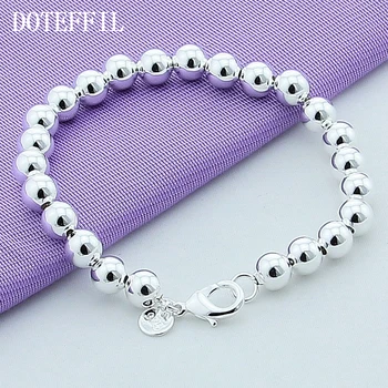 

DOTEFFIL 925 Sterling Silver 8mm/10mm Hollow Ball Beads Silver Beaded Bracelet For Women Fashion Wedding Engagement Jewelry