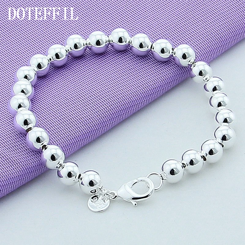Hot Style 925 Sterling Silver Jewelry 8mm And 10mm Hollow Hot Style 925 Sterling Silver Jewelry 8mm And 10mm Hollow Beads Bracelet Plated Woman 1pcs Free Shipping In Strand Bracelets From