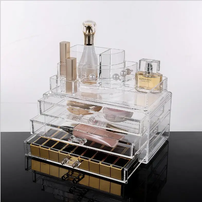 

Acrylic Plastic Multi-layer Three-layer Drawer Home Desktop Nail Art Tool Brush Cosmetics Jewelry Eyebrow Pencil Storage Box