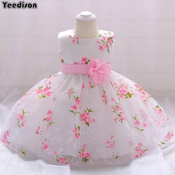 

2018 Newborn Baby Girl Dresses Flower Princess Party And Wedding Christening Dress Gown For Baby Girl Infant 1st Birthday Outfit