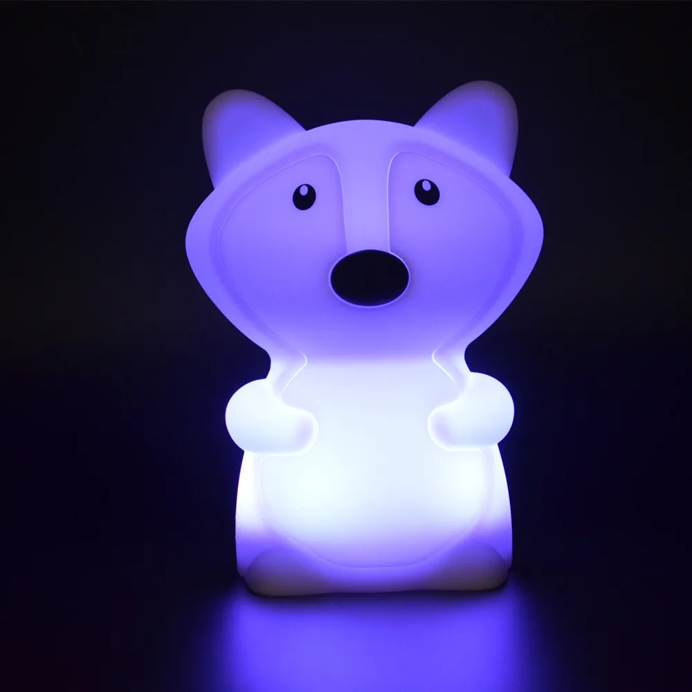 SuperNight Cute Cartoon Fox LED Night Light Touch Sensor 9 Colors Silicone Kids Children Baby Bedroom Bedside Table Lamp Gift (10)