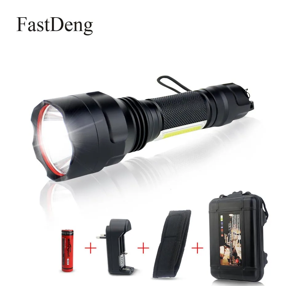 

Super Bright T6 LED Flashlight Rechargeable COB Side Design Led Torch Flashlights 4 Modes Waterproof Portable Lights for Camping