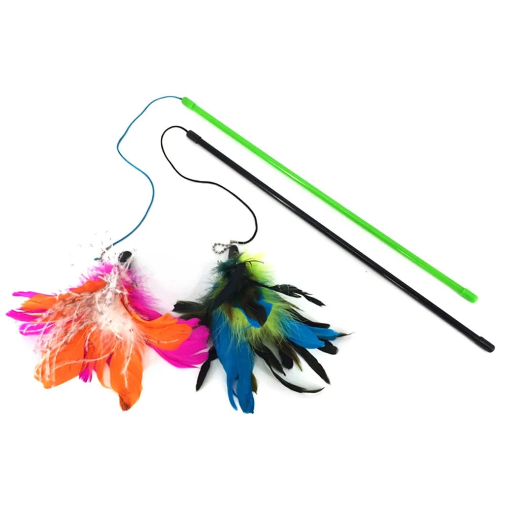 1pcs Pet cat toy Cute Design bird Peacock Feather Teaser Wand Plastic