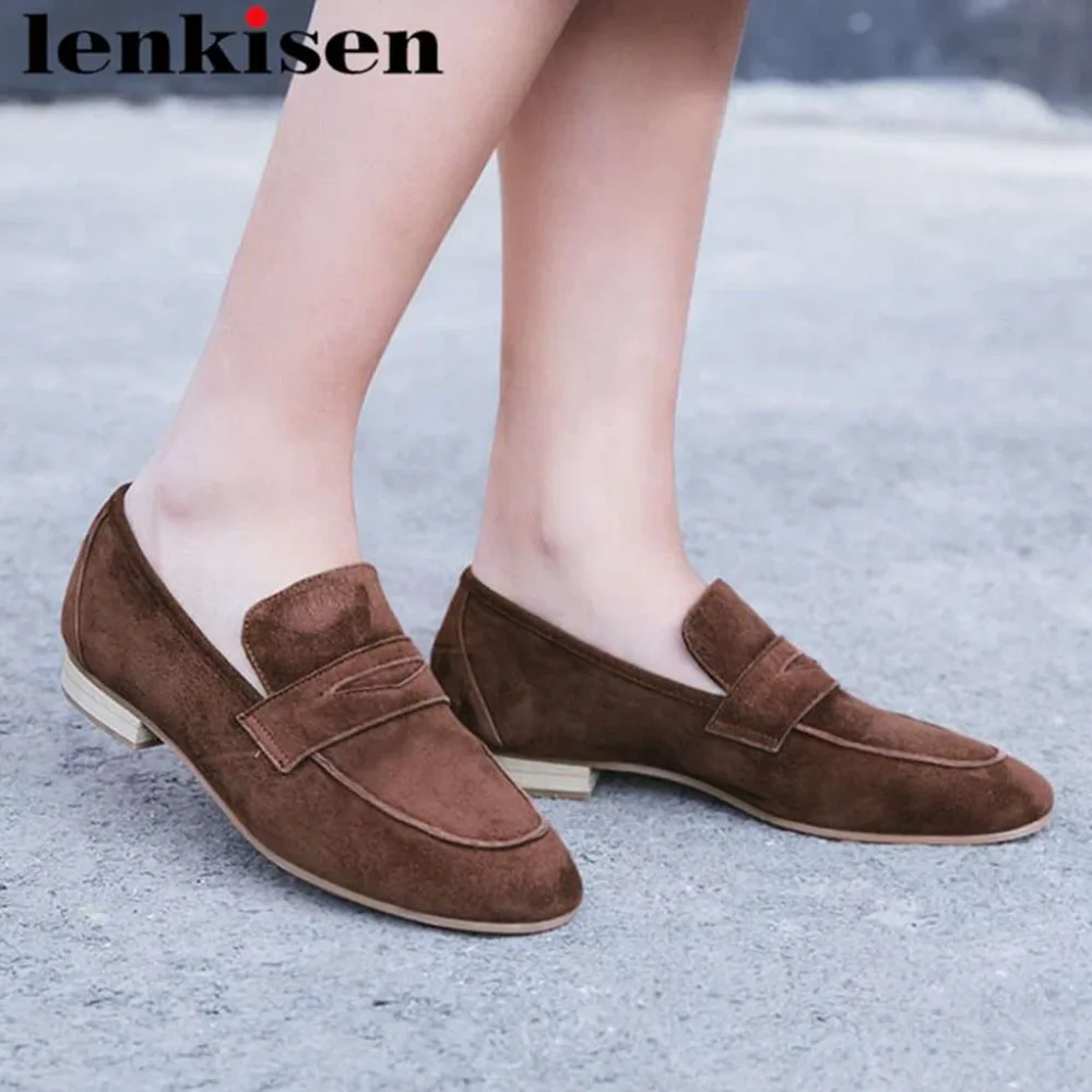 

2019 hot selling new kid suede slip on low heels high quality concise style loafers lazy woman high fashion fairy soft pumps L91