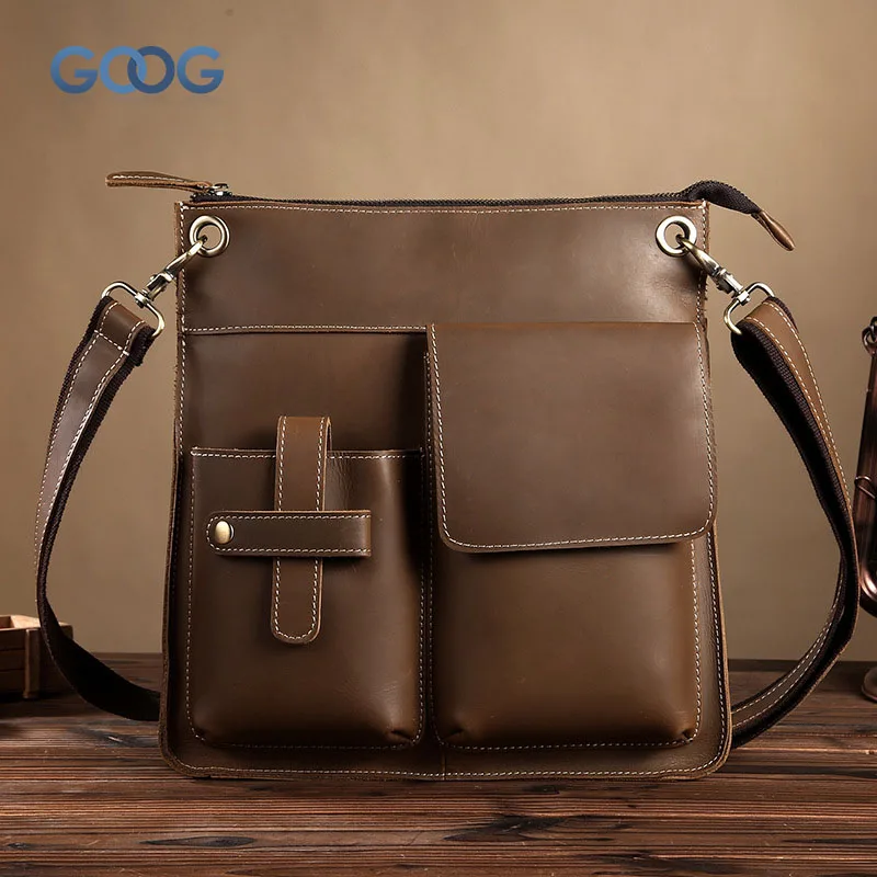 

Vertical section square first layer of leather men bag crazy horse skin leisure retro single shoulder diagonal package fashion t
