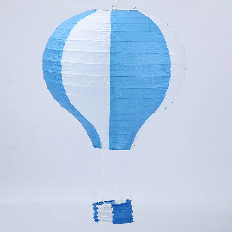 30cm 40cm hot air balloon chinese lantern rainbow heart striped printed lampion babyshower birthday wedding party decorations - Цвет: Blue Stripe