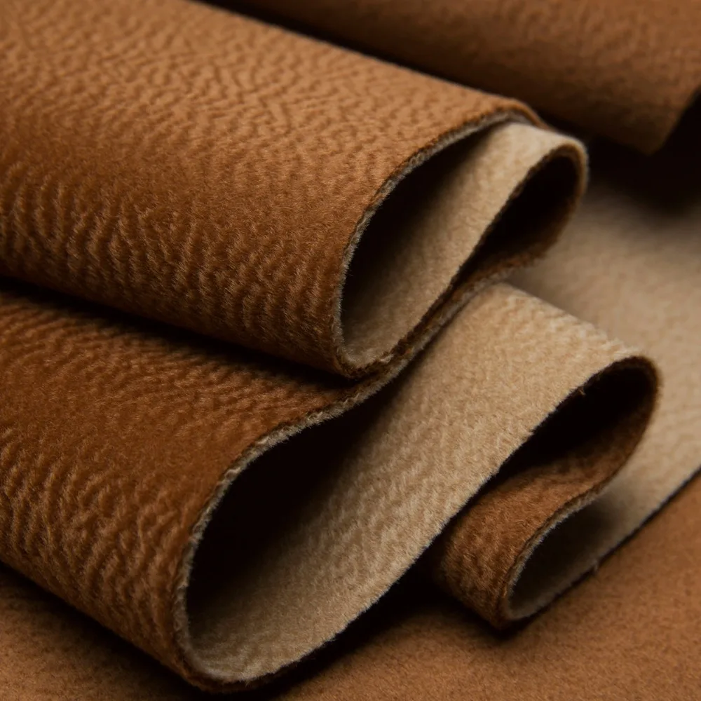 Fashion Caramel Water Ripples Lambswool/Cashmere Fabric,Double Sides