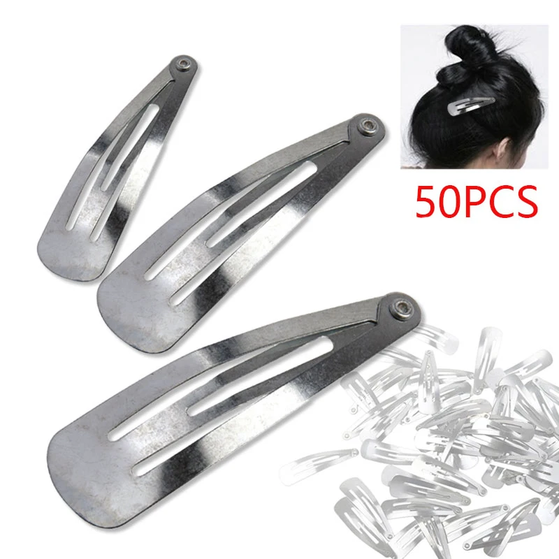 Murah 50 Buah Lot Nada Perak Snap Rambut Klip 30 40 50 Mm Kerajinan Busur Buatan Tangan DIY Aksesoris Rambut untuk anak Balita Gadis Hairdryer Rambut Klip