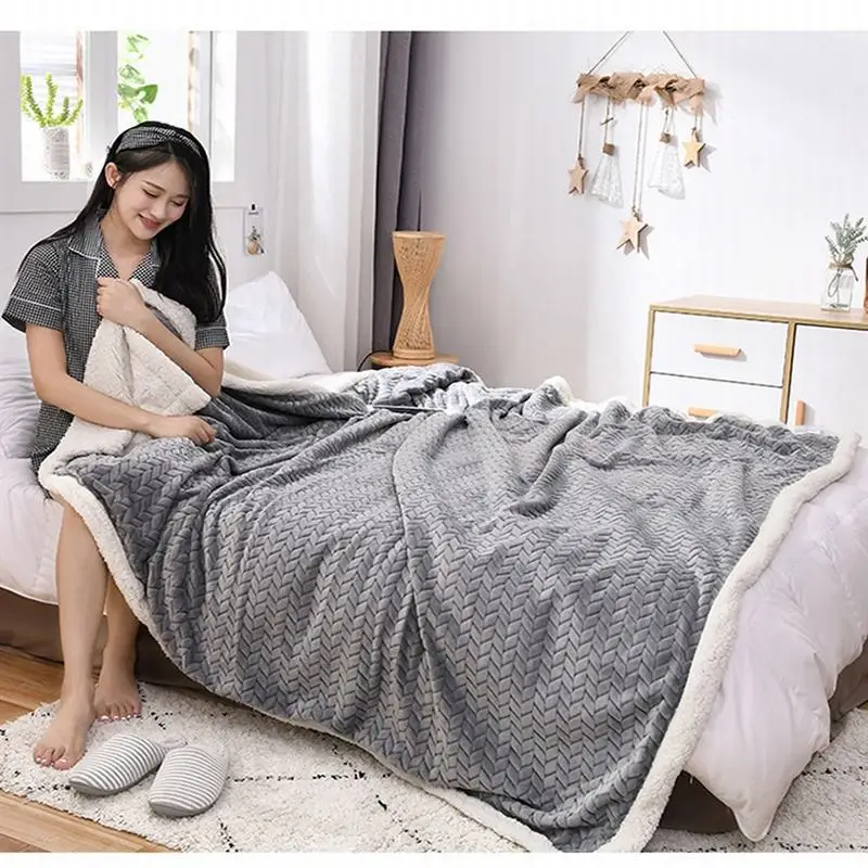 

Winter Warm Home Travel Office Bed Lamb Cashmere Double Layer Thicken Soft Sleeping Living Room Blanket