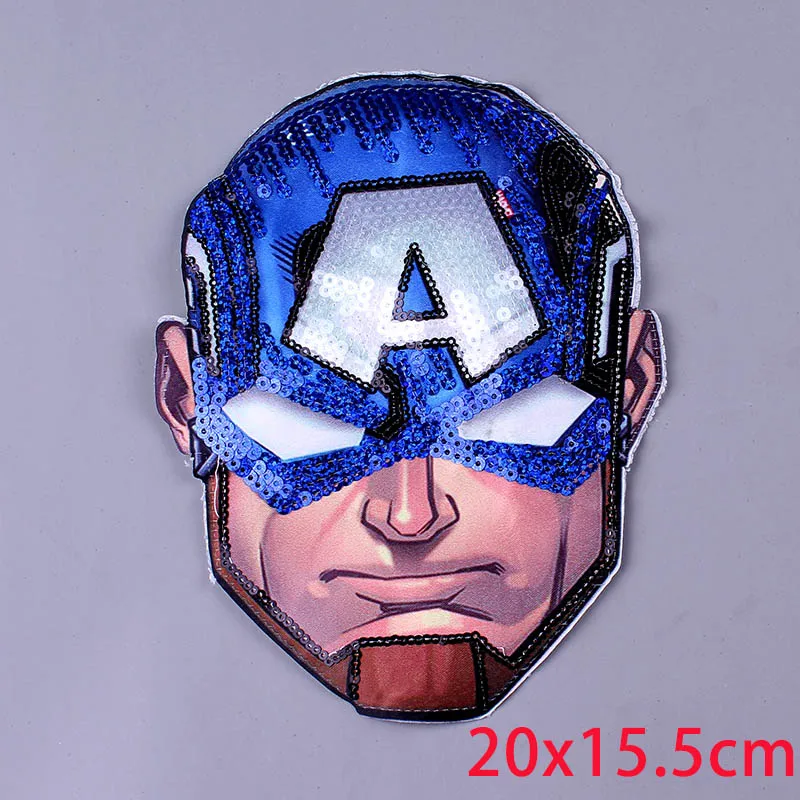 Pulaqi Cartoon LED Sequins Patch On Clothes DIY Embroidered Sewing On Patches For Clothing Badges Avengers patch For Kid Sticker