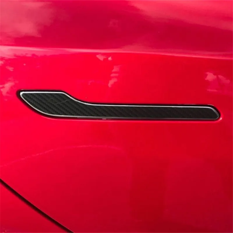 SRXTZM 4 шт./компл. новая дверная ручка из углеродного волокна для автомобиля защитная наклейка для тела самоклеящаяся пленка для Tesla модель 3 Аксессуары