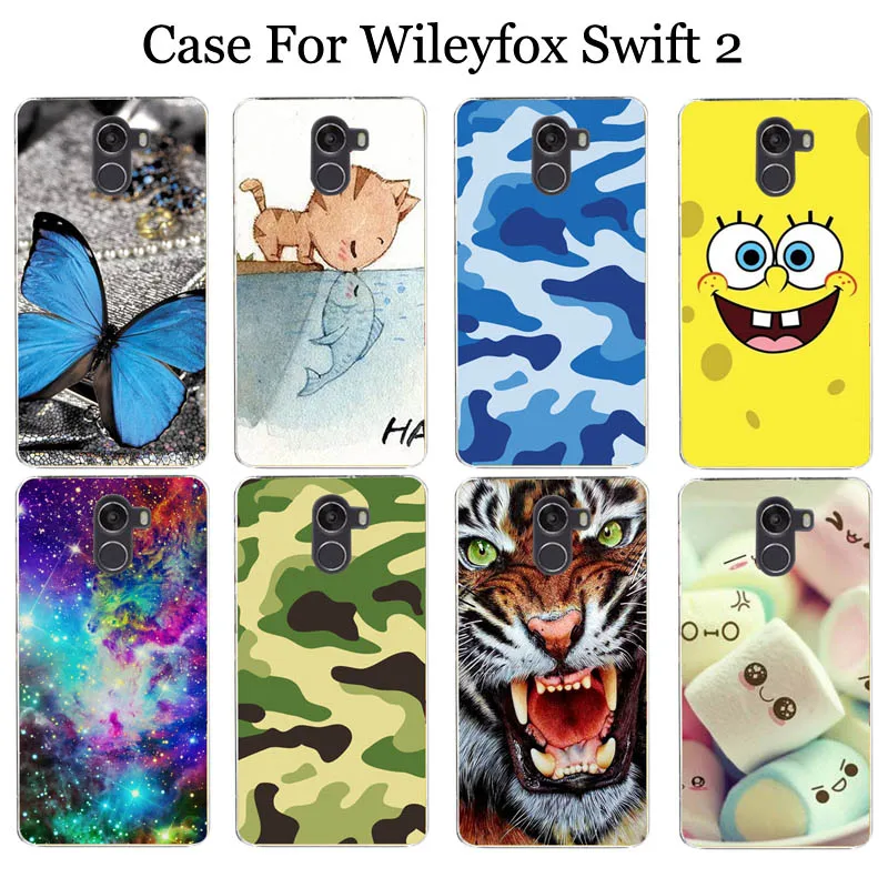 Мягкие TPU Case For Wileyfox Swift 2 Тигр Panda Бабочка Cat башня Мягкий Силиконовый Чехол Для