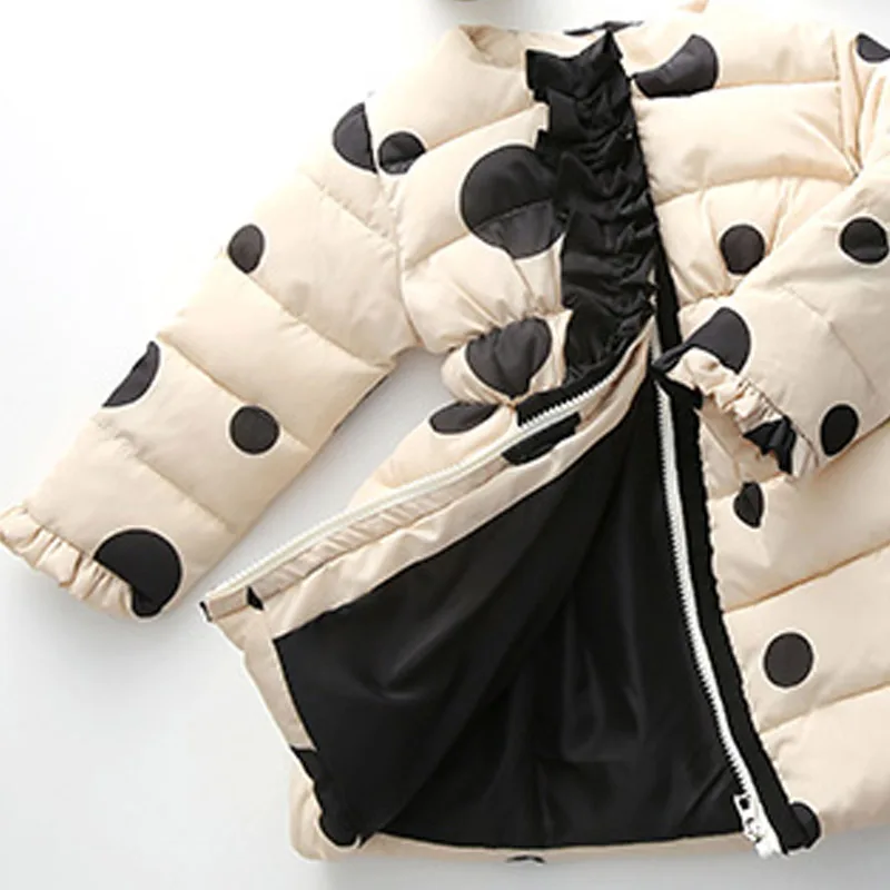 Girls Coat Winter Warm Children'S Clothing Fashion Child Thickening Long Outerwear Kids Baby Girl Polka Dot Wadded Jacket