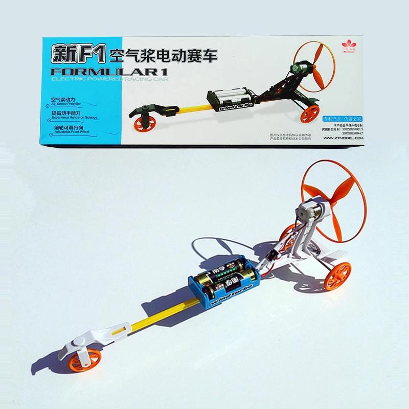 F1 Car Electric Powered Racing Car Assembly Model Kits Air screw Propeller Car Adjustable Front