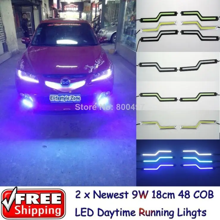 

2 x Newest Design 9W 18cm High Power Slim COB LED DRL Black Frame Daytime Running Lights For Honda Toyota Volkswagen Ford Lada