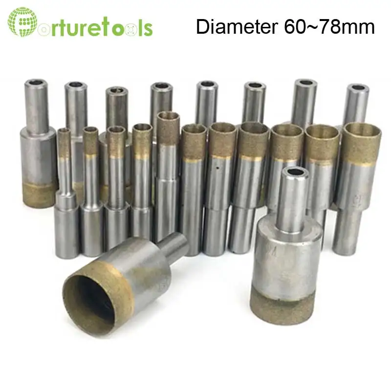 5pcs Sintered diamond hole saw steel body drill bit for glass and agate total Length 50mm Diameter 60~78mm glass tool zt004 5pcs Sintered diamond hole saw steel body drill bit for glass and agate total Length 50mm Diameter 60~78mm glass tool zt004