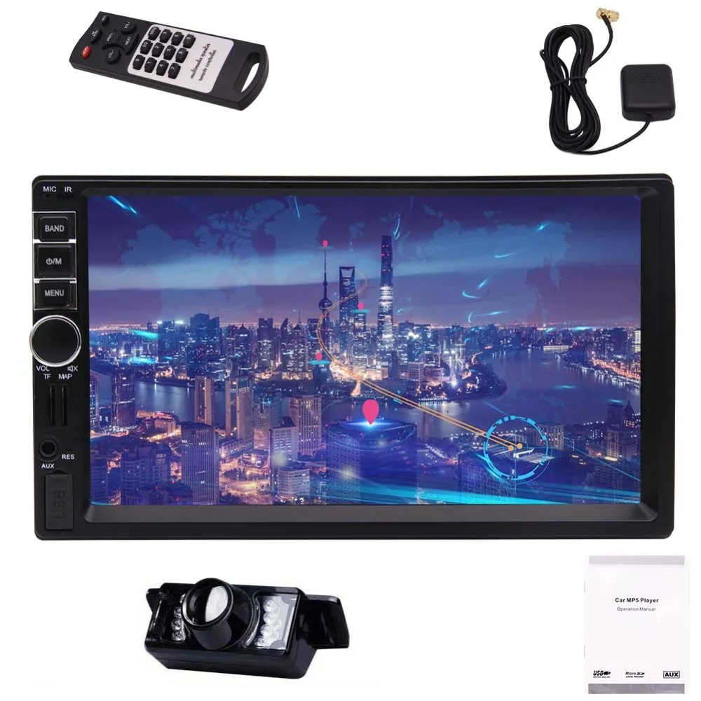 

Auto Video Music Player Support Bluetooth Hands-free USB/FM/SD/AUX/Audio Output with Remote Control + Rearview Camera Latest