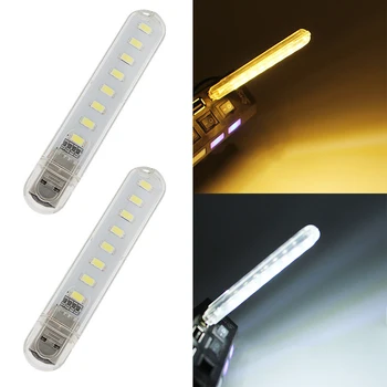 

Portable USB LED Flashlight White Warm White Work Light Mini LED Torch Lamp 8 LED Reading Light USB Charging Computer Light