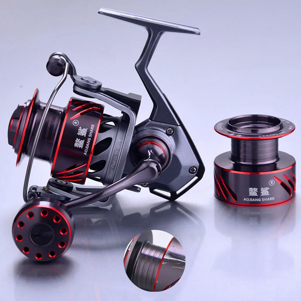 Taxa de Metal Roda de Pesca Linha de Metal 9 + 1bb Aojiangshark Todos Spinning Reel Fishing Relação 5.2: 1 Liga Vermelha 2 Copo Ck3000 3 Carretilhas de pesca