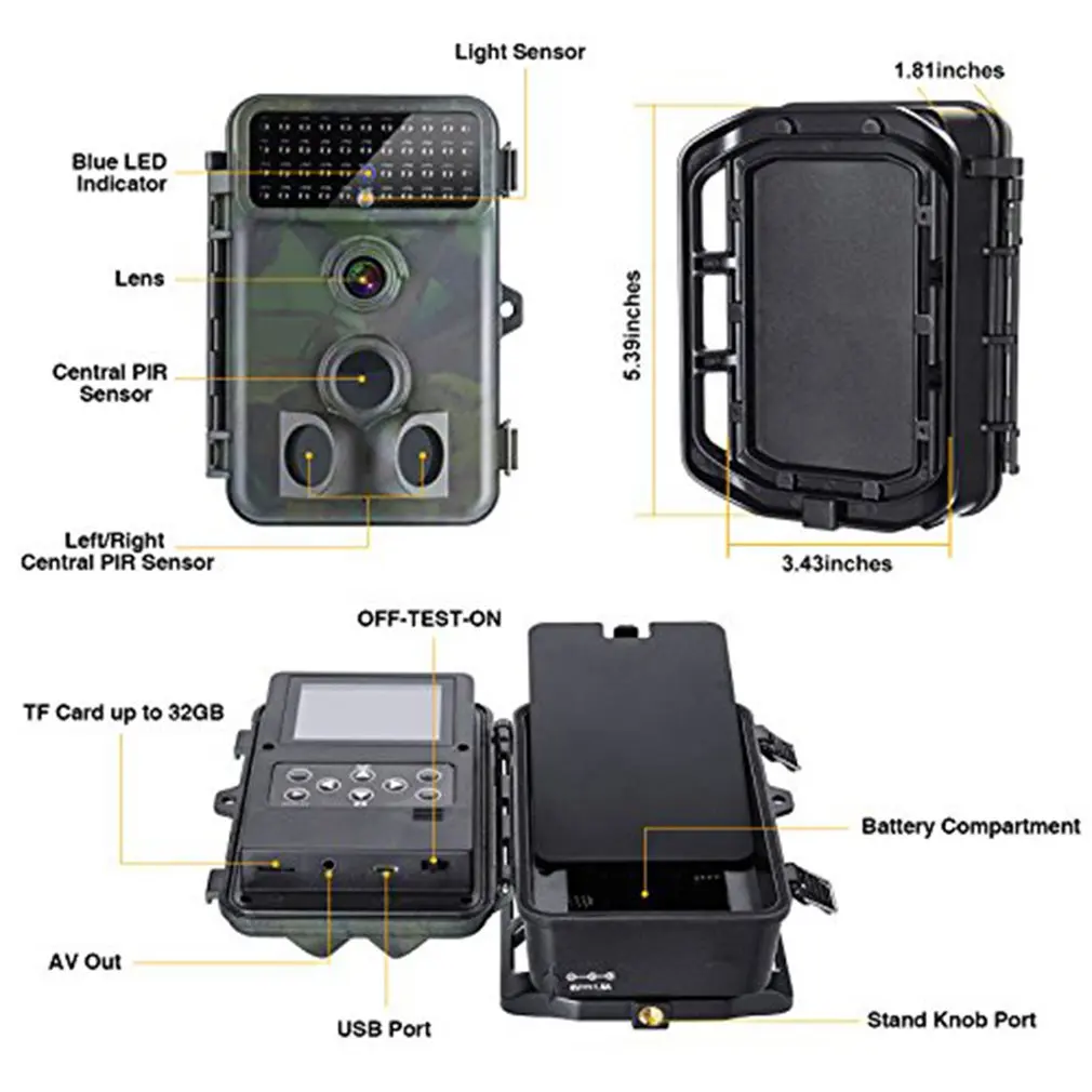 

Trail Camera 12MP 1080P HD Game & Hunting Camera Wide Angle Lens 940nm Updated IR LEDs Night Version Wildlife Camera