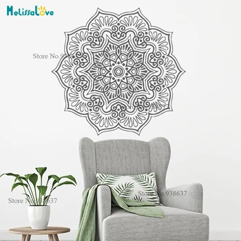 

Yoga Mandala Lotus Flower Wall Decal Removable Vinyl Wall Sticker Car Window Poster Sweet Home Door Decal Decors Vinyls BA029