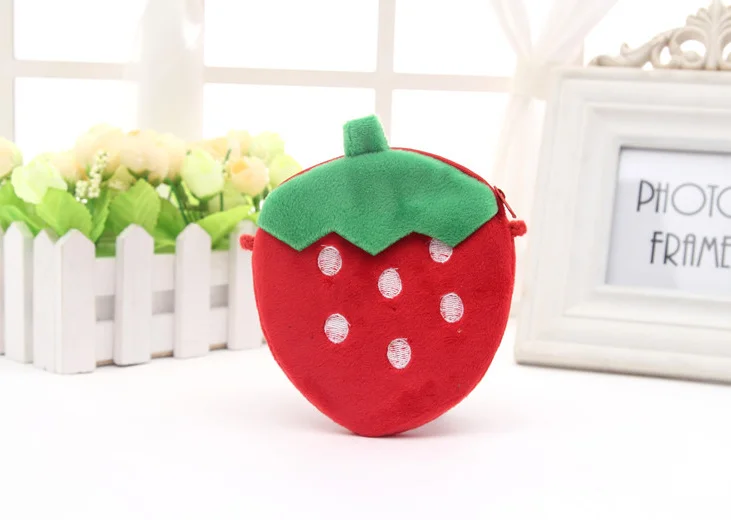 Novelty Fruit BAG , 10CM Strawberry Kid's Mini Messenger BAG Plush Satchel , 10cm Coin Purse Kid