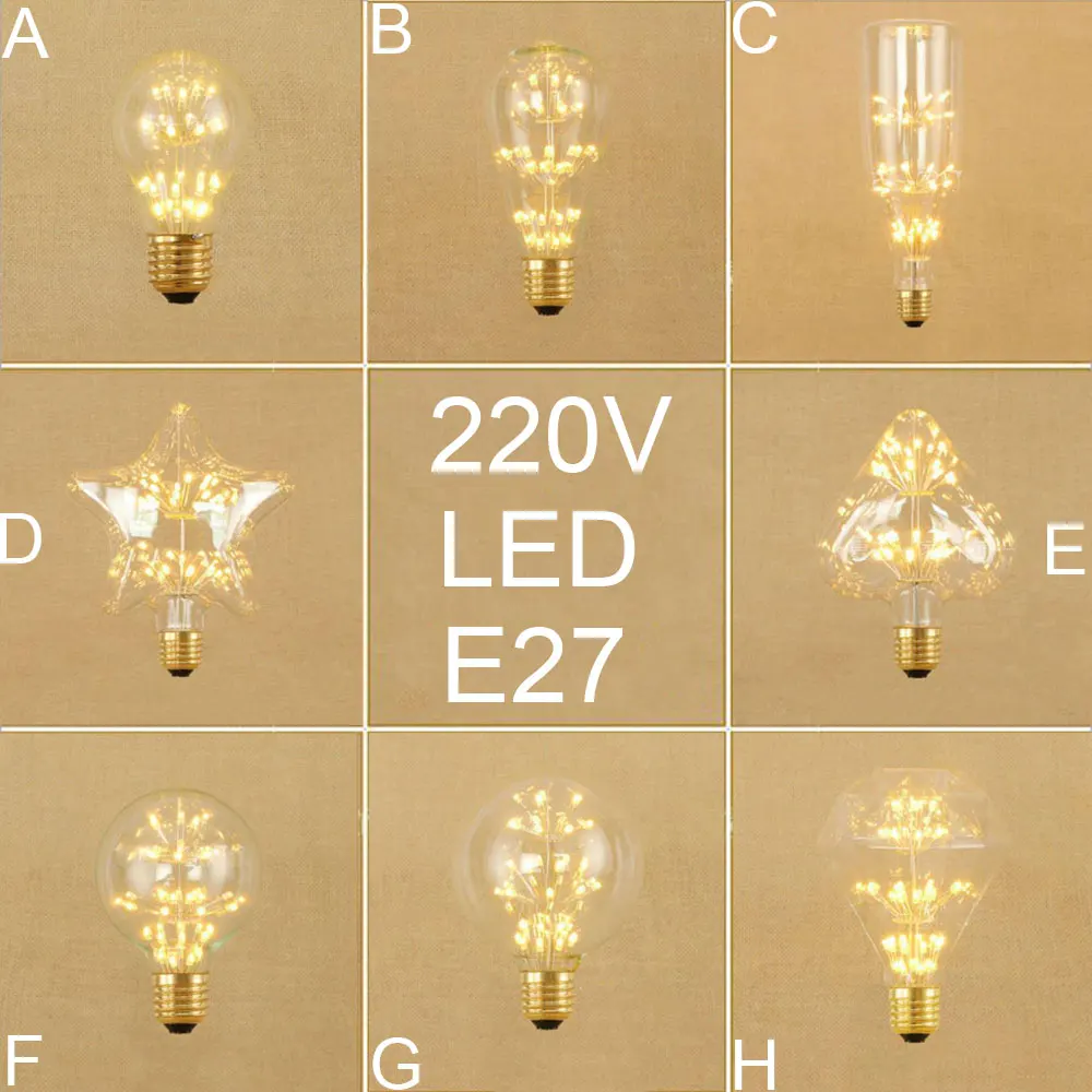 Винтаж E27 светодиодный Edison ЛАМПЫ домашний декор в стиле ретро ламп винт A19 ST64 G80 G95