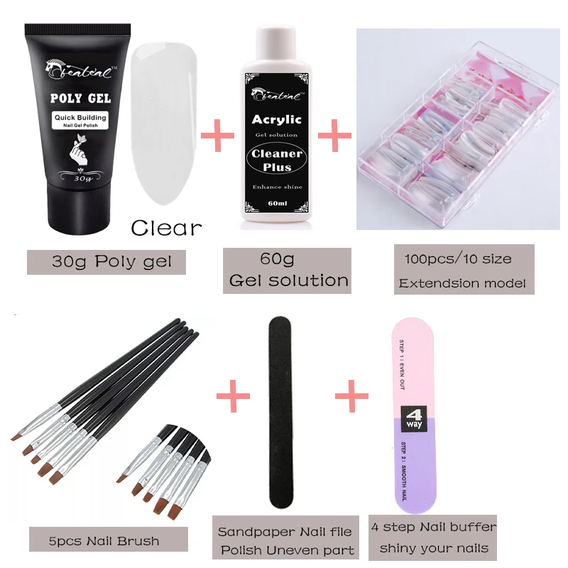 

Beateal 6pcs/sets Poly Gel Set UV Acryl Builder Polygel Kits Quick Builder Nail Extension Hard Gel Camouflage UV LED Nail tips