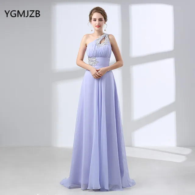 One Shoulder Beaded Long Dress